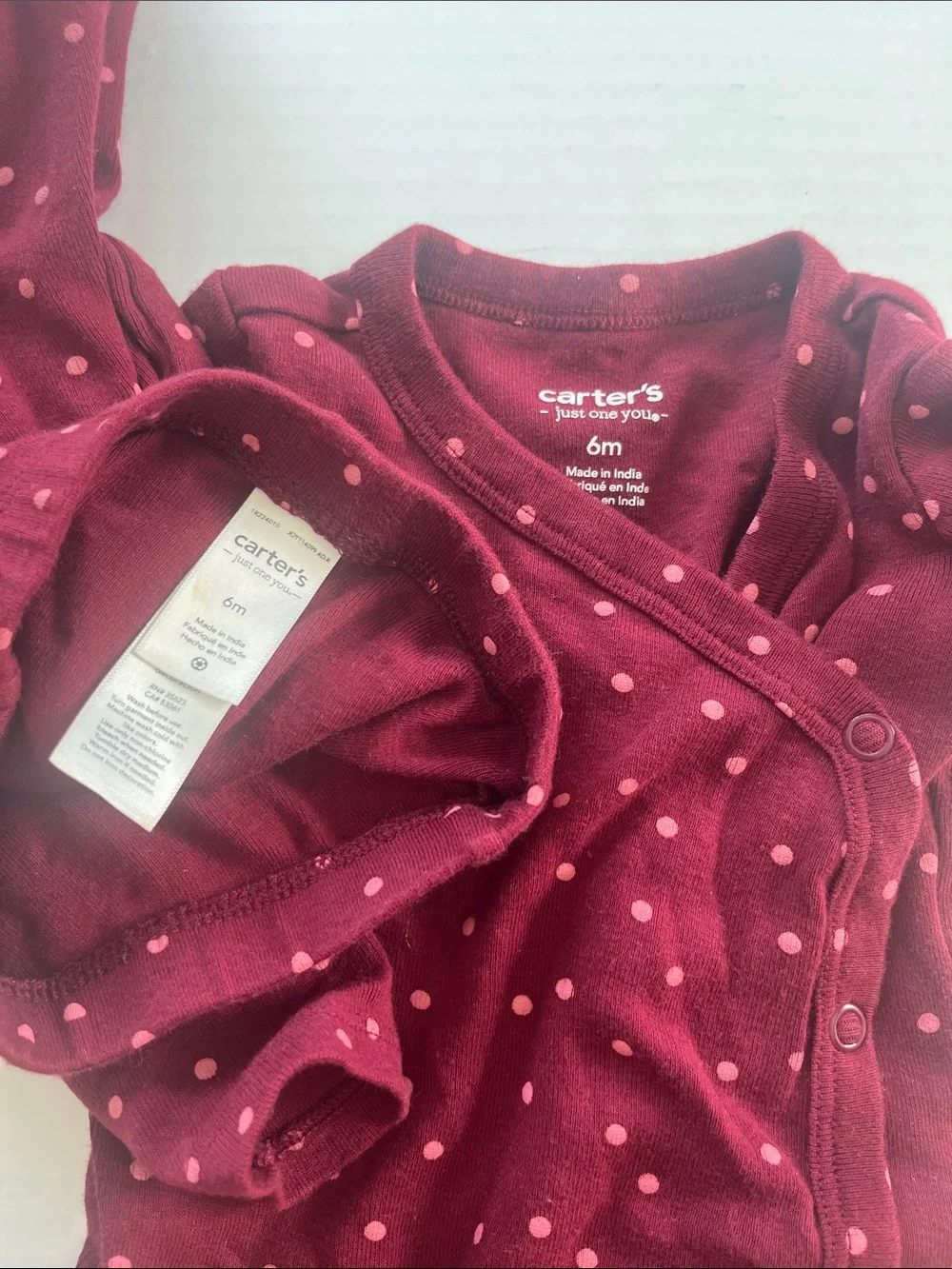 Carter's Burgundy Footed Polka Dot Two-Piece
